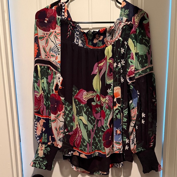 Anthropologie Black Multicolor Floral Blouse - Picture 4 of 4